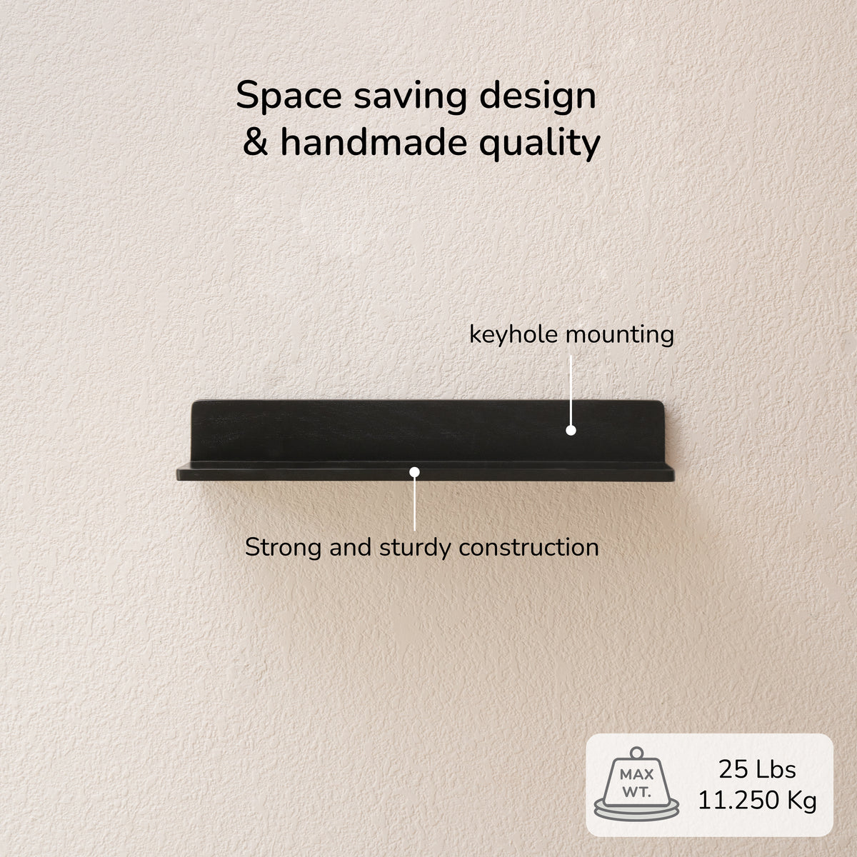 Yung Wall Mounted Shelf - Small - Black