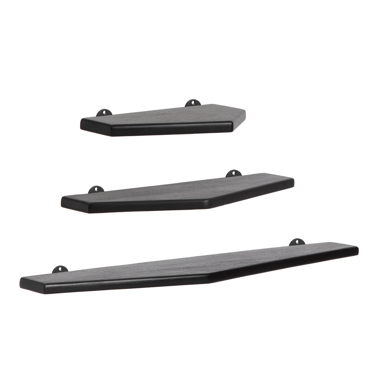 Force Set of 3 Wall Mounted Shelves - Black