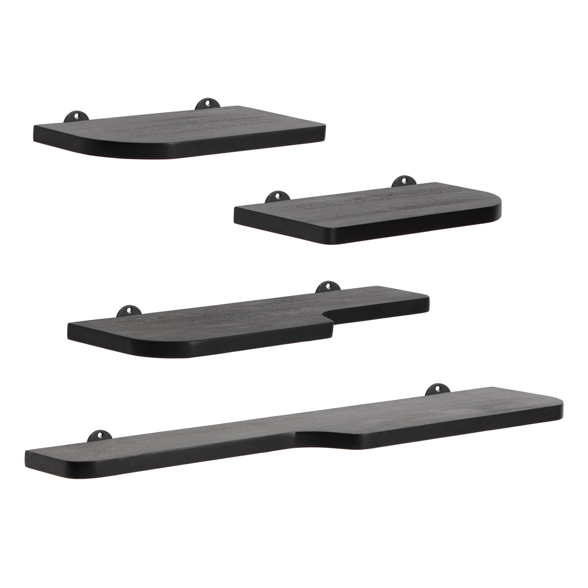 Dale Set of 4 Wall Mounted Shelves - Black