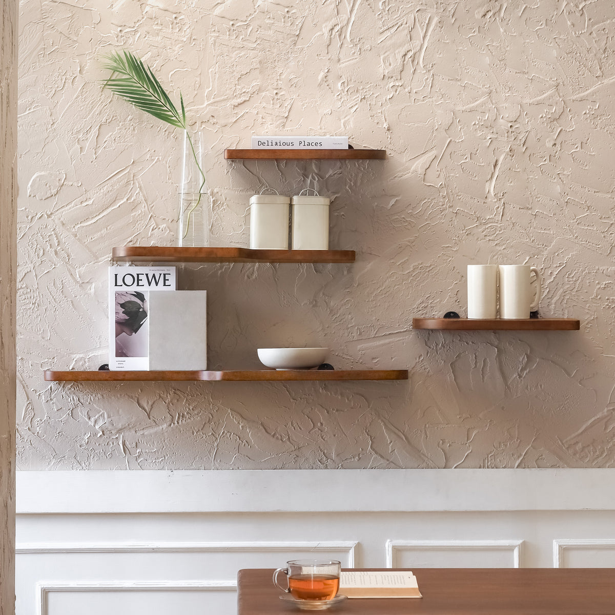 Dale Set of 4 Wall Mounted Shelves - Walnut