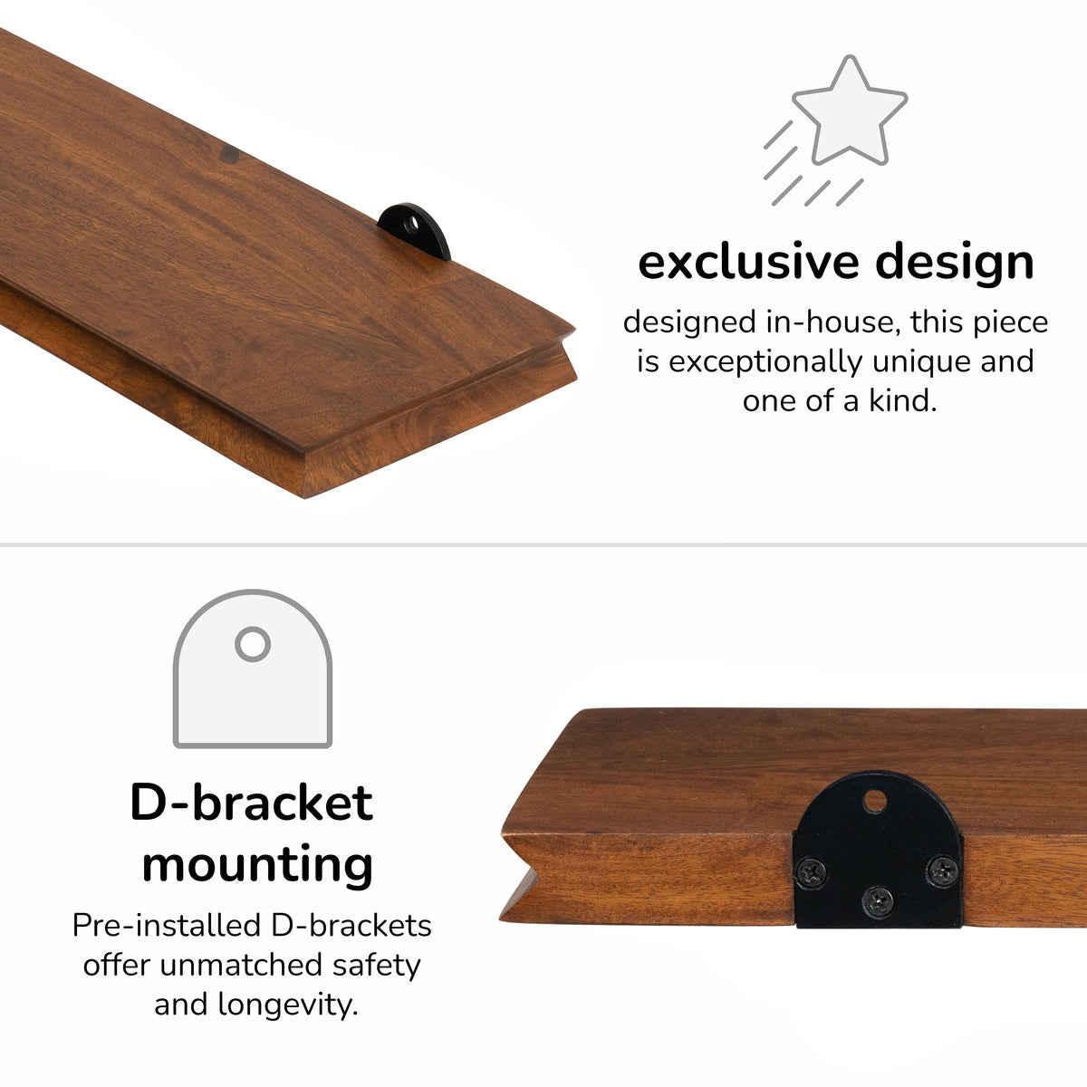 Hamish Wall Mounted Shelf - Small - Walnut