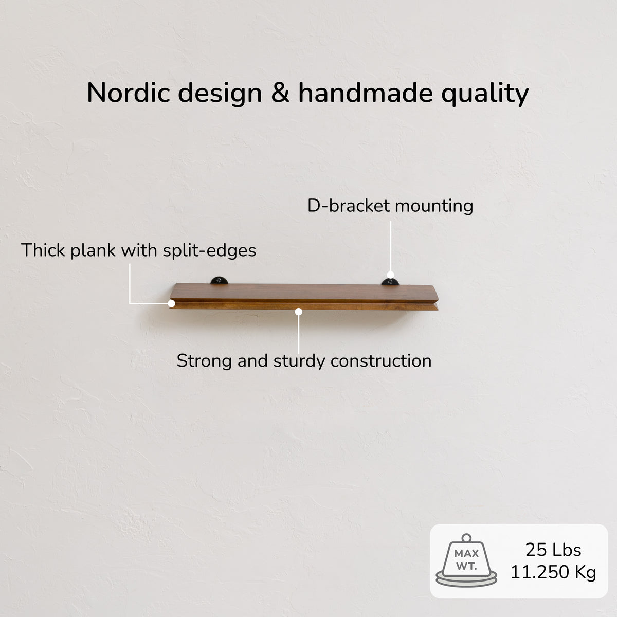 Hamish Wall Mounted Shelf - Small - Walnut