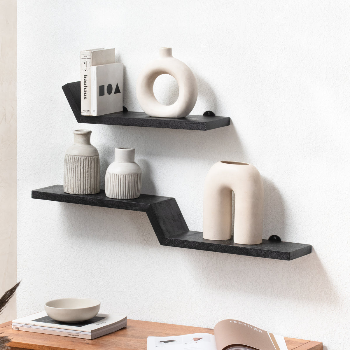 Penny Set of 2 Wall Mounted Shelves - Black