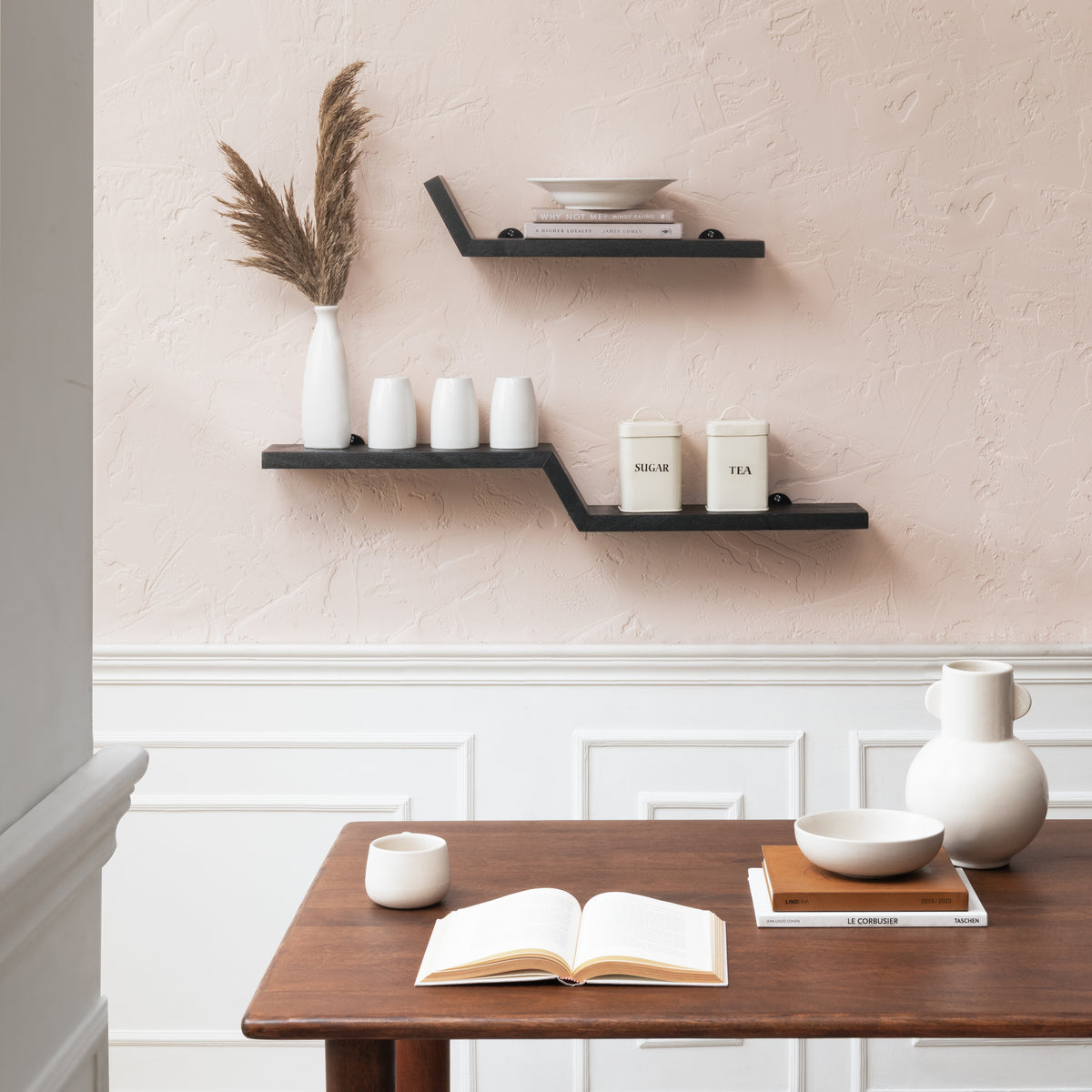 Penny Set of 2 Wall Mounted Shelves - Black