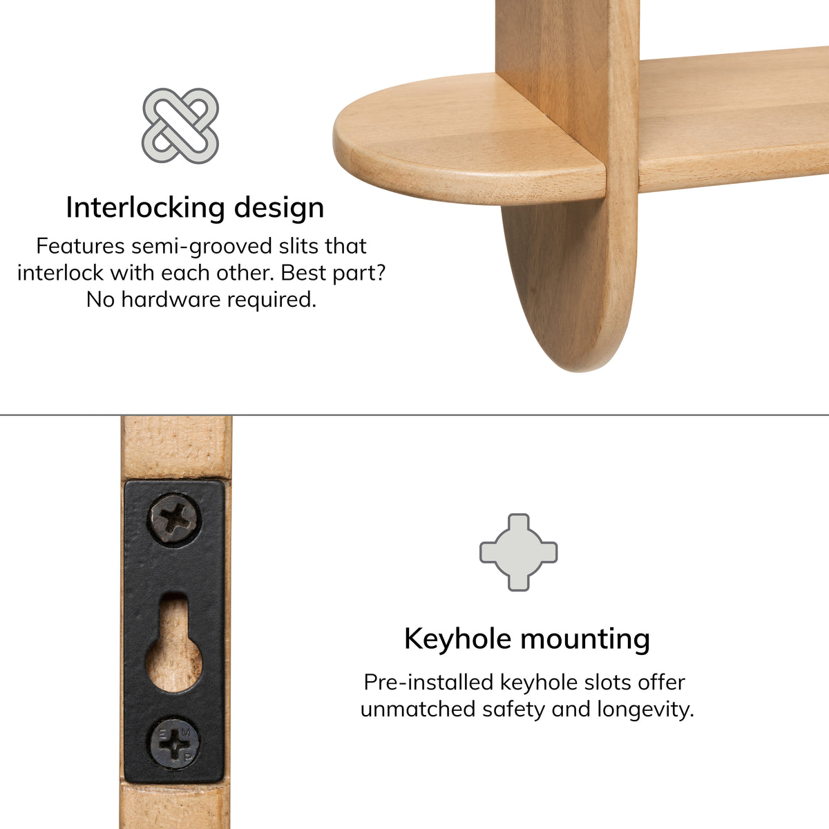 Montague Solid Wood Wall Mounted Shelf - Blonde Natural