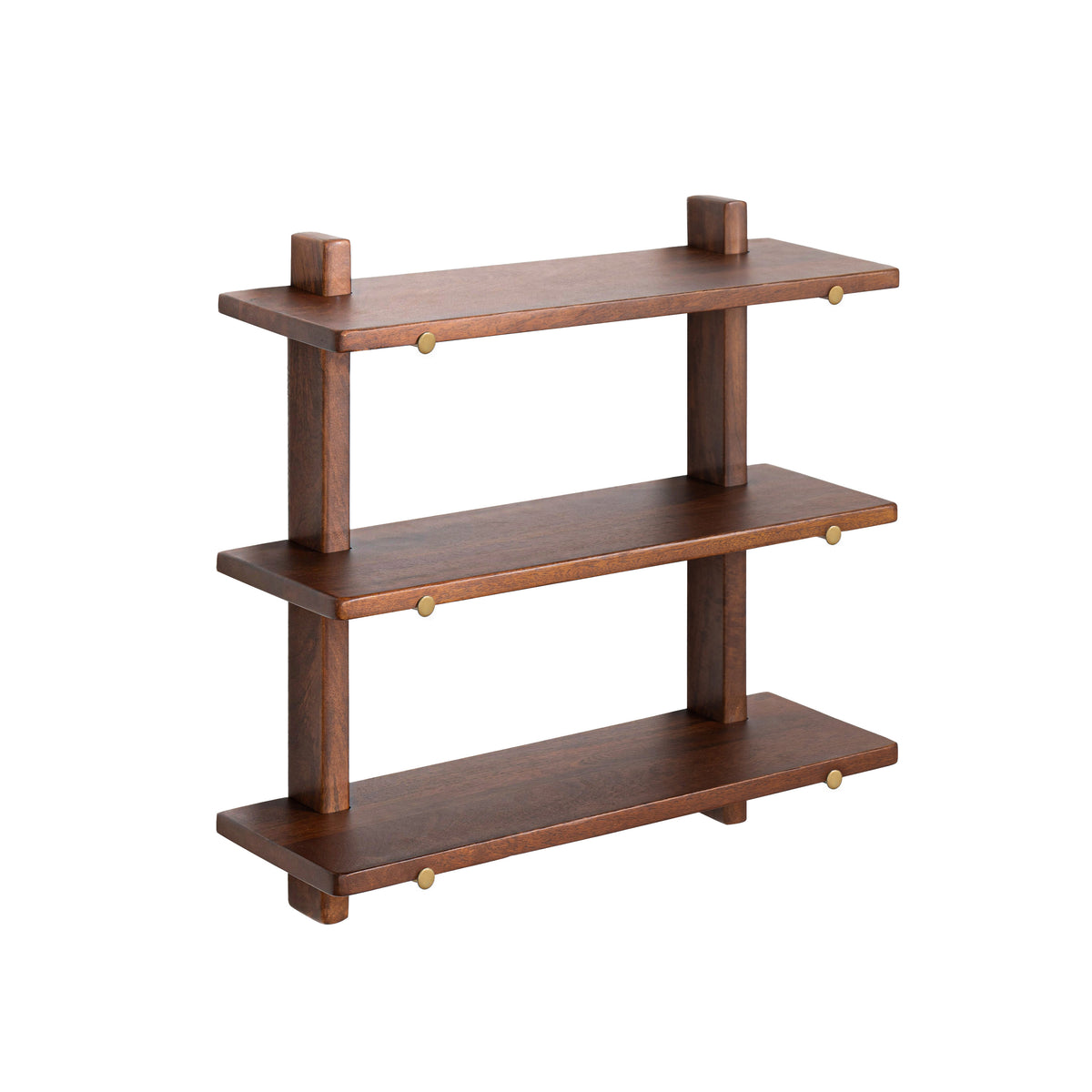 Oliver Solid Wood Wall Mounted Shelf - Walnut-gold