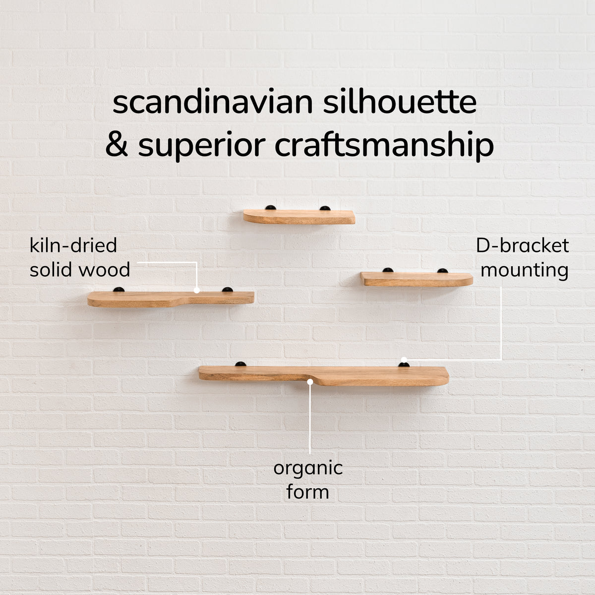 Dale Set of 4 Wall Mounted Shelves - Natural