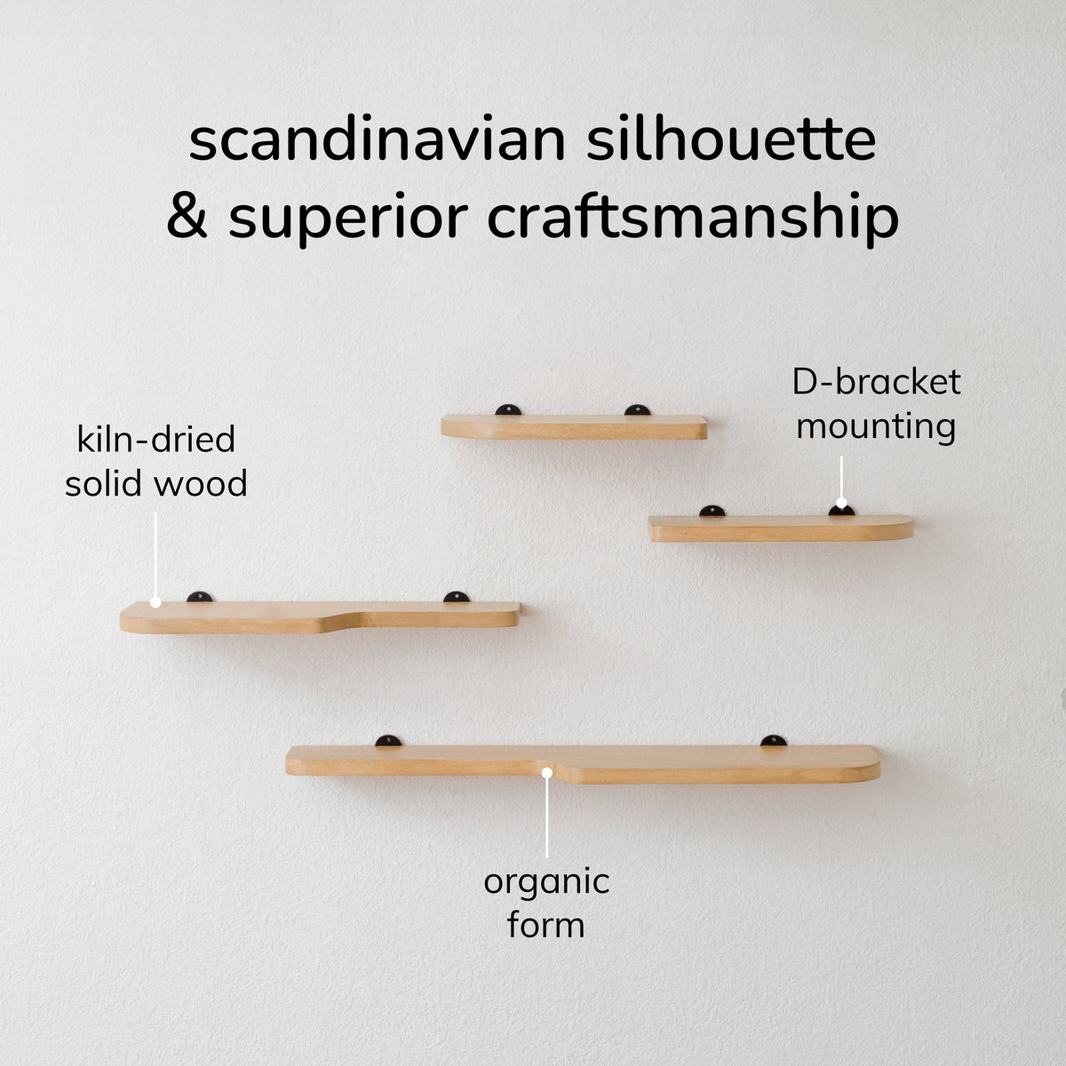 Dale Set of 4 Wall Mounted Shelves - Blonde Natural