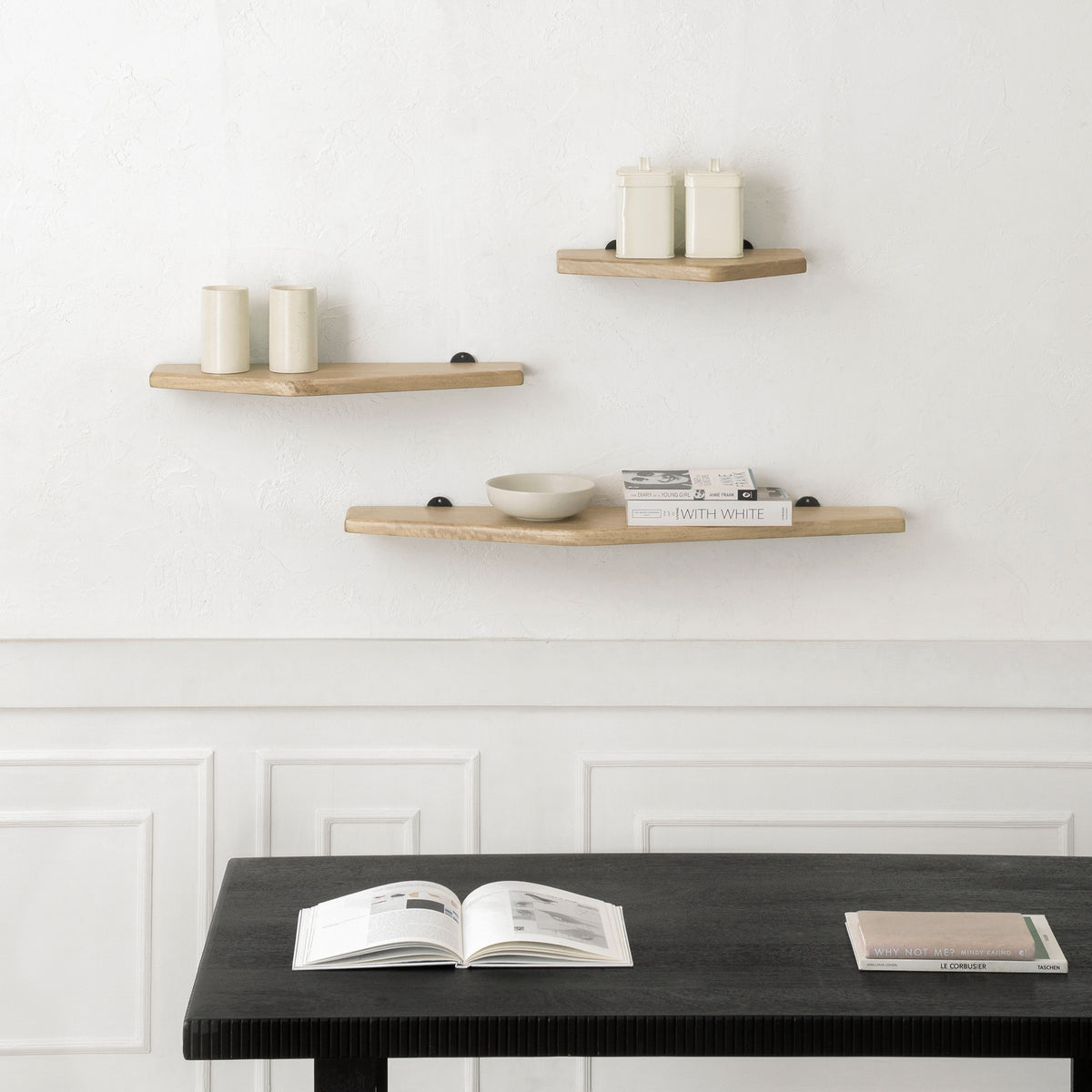 Force Set of 3 Solid Wood Wall Mounted Shelves - Warm Sand