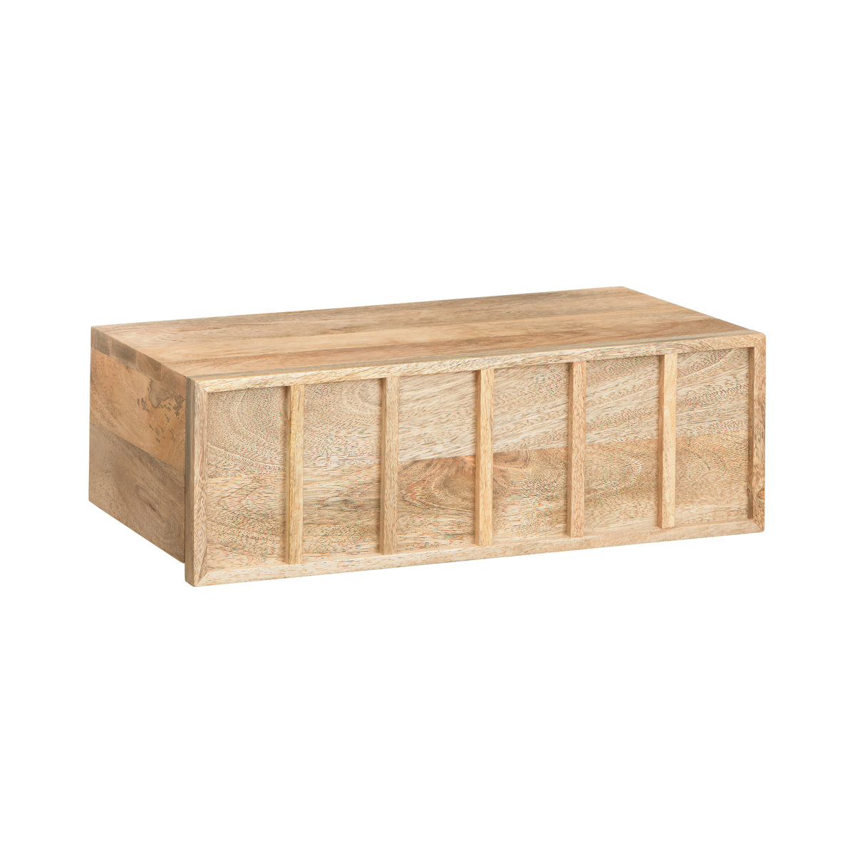 Arlo Solid Mango Wood Floating Shelf with Drawer - Natural