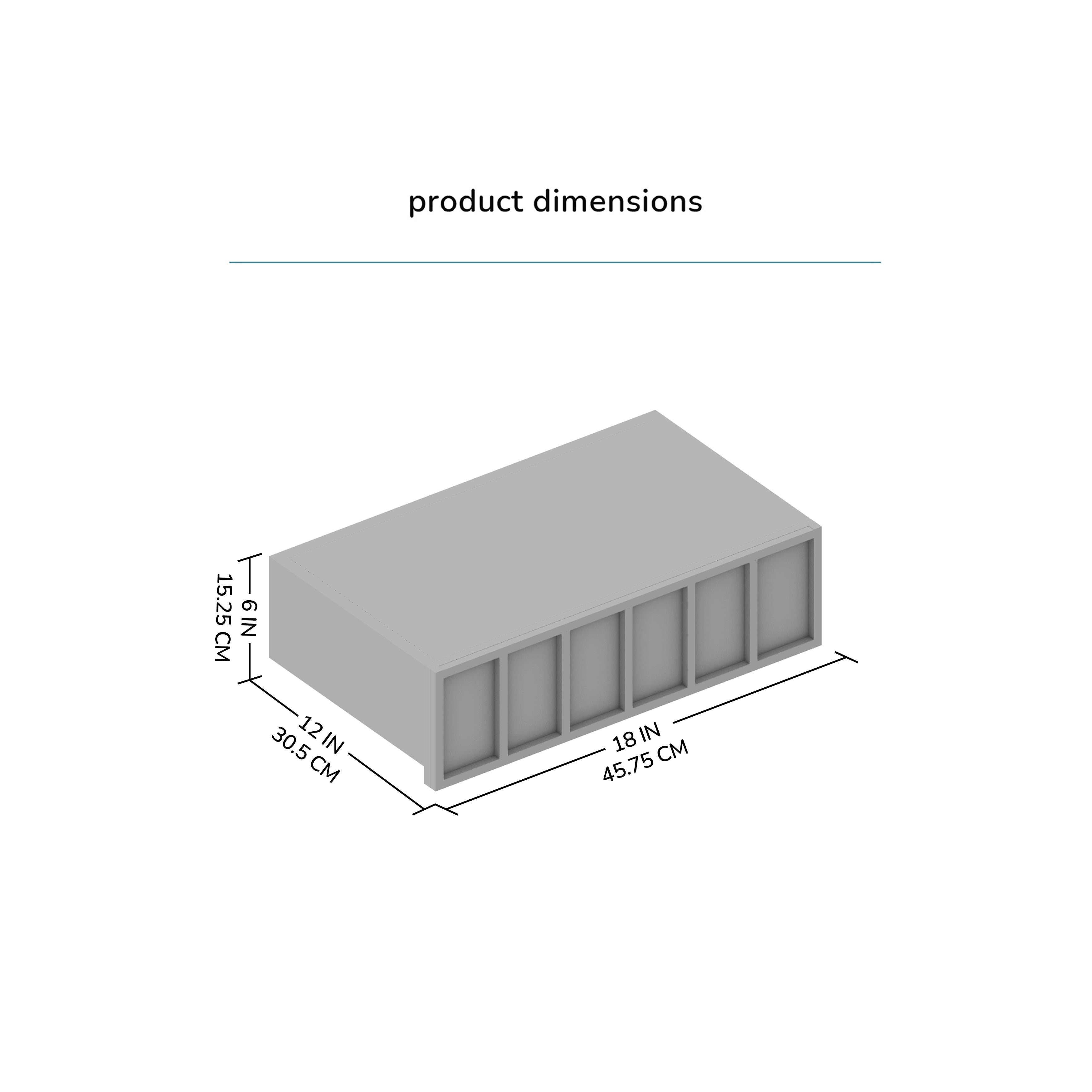 Gray rectangular block with dimensions on a white background