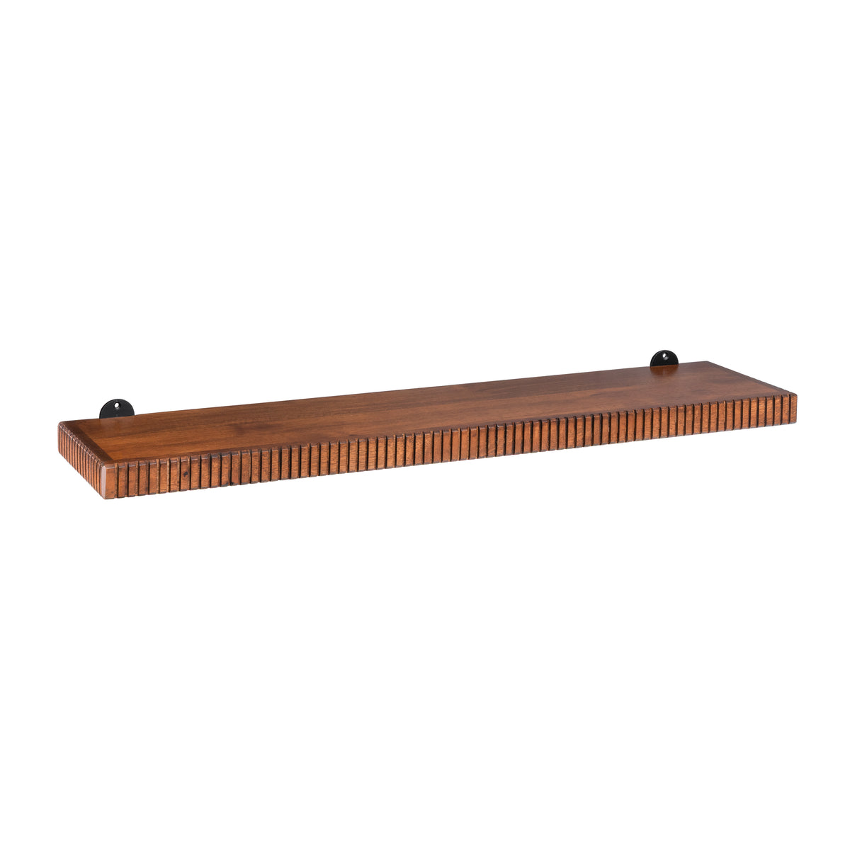 Ancona Solid Mango Wood Wall Mounted Shelf - Large - Walnut