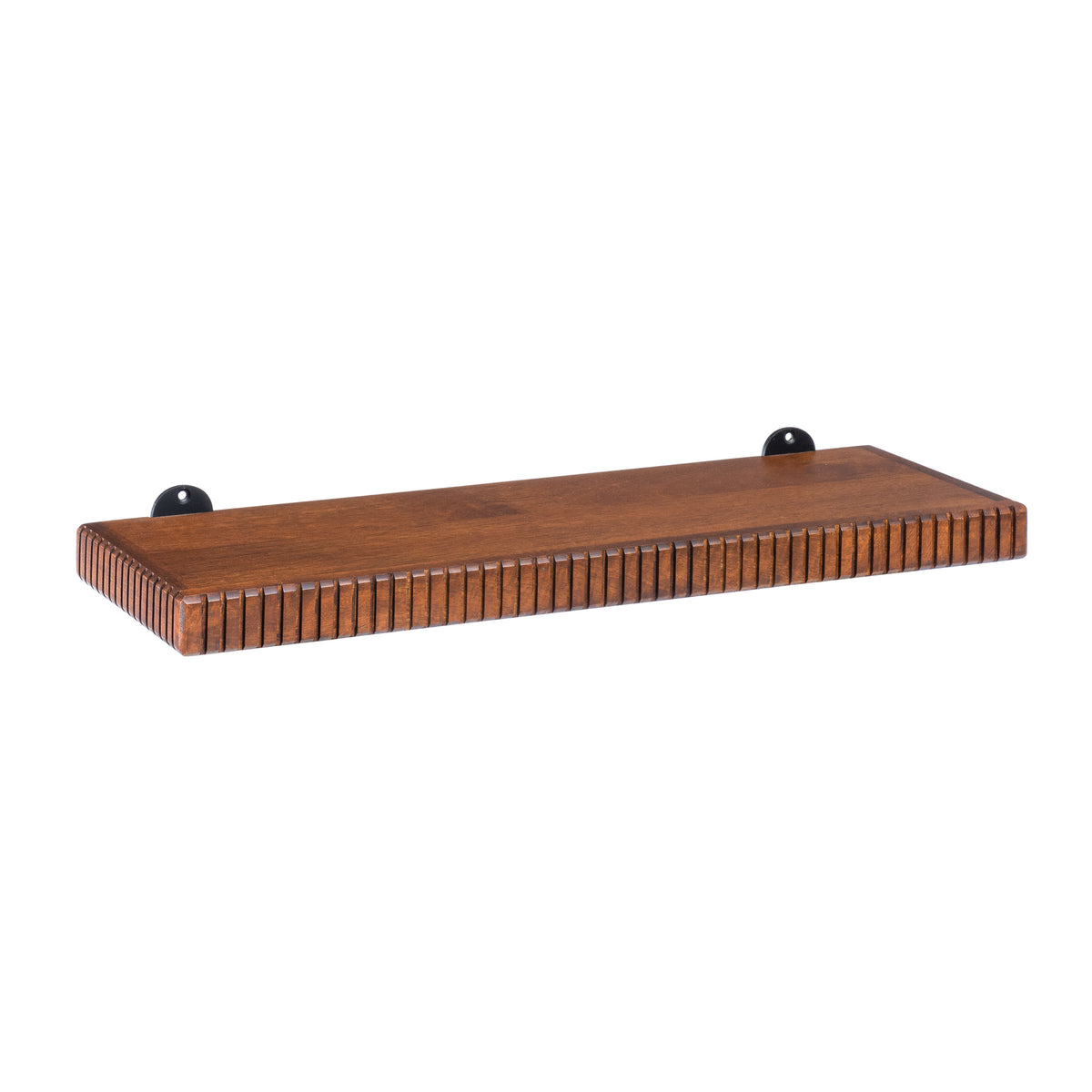Ancona Solid Mango Wood Wall Mounted Shelf - Small - Walnut