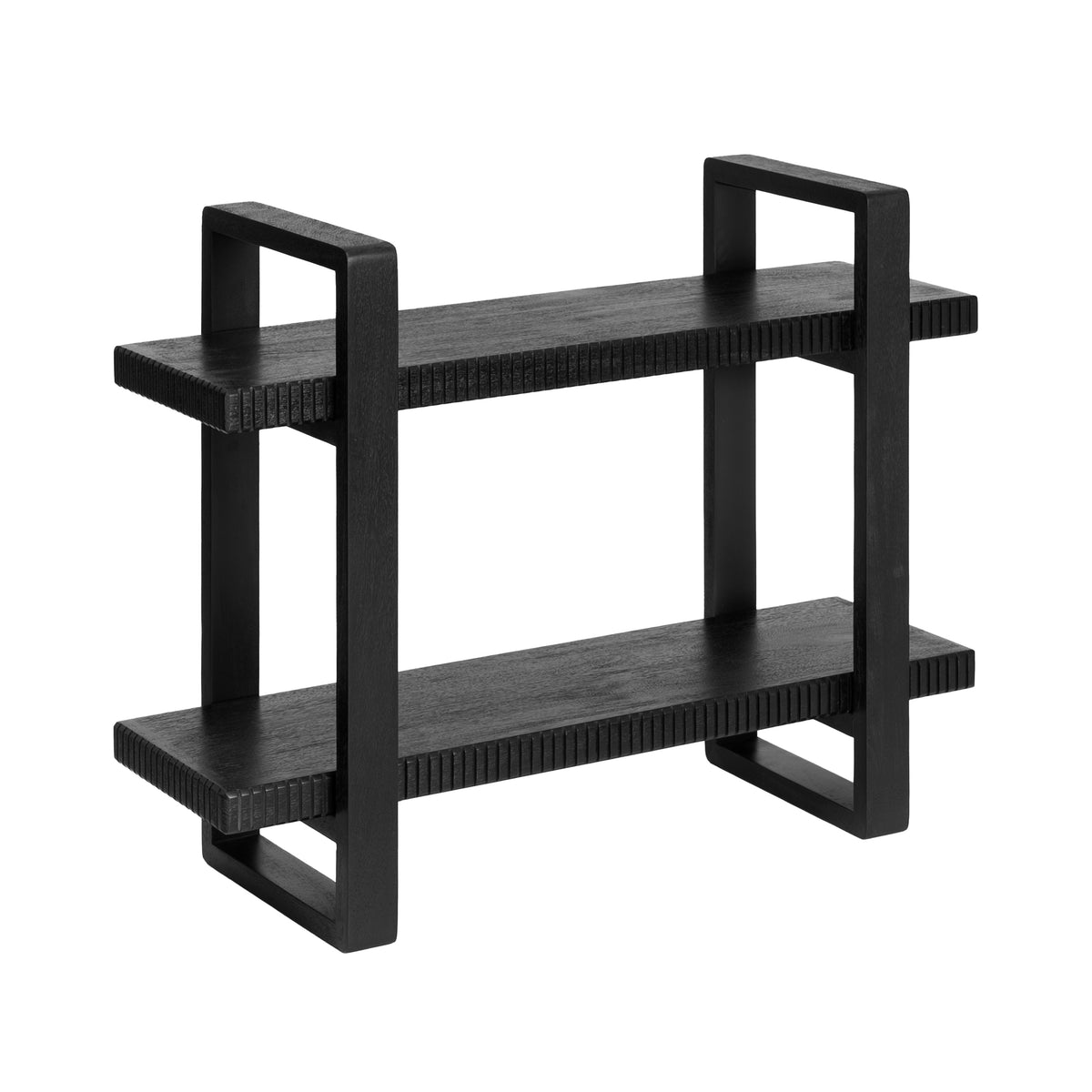 Ancona Solid Mango Wood 2 Tier Wall Mounted Shelf - Black