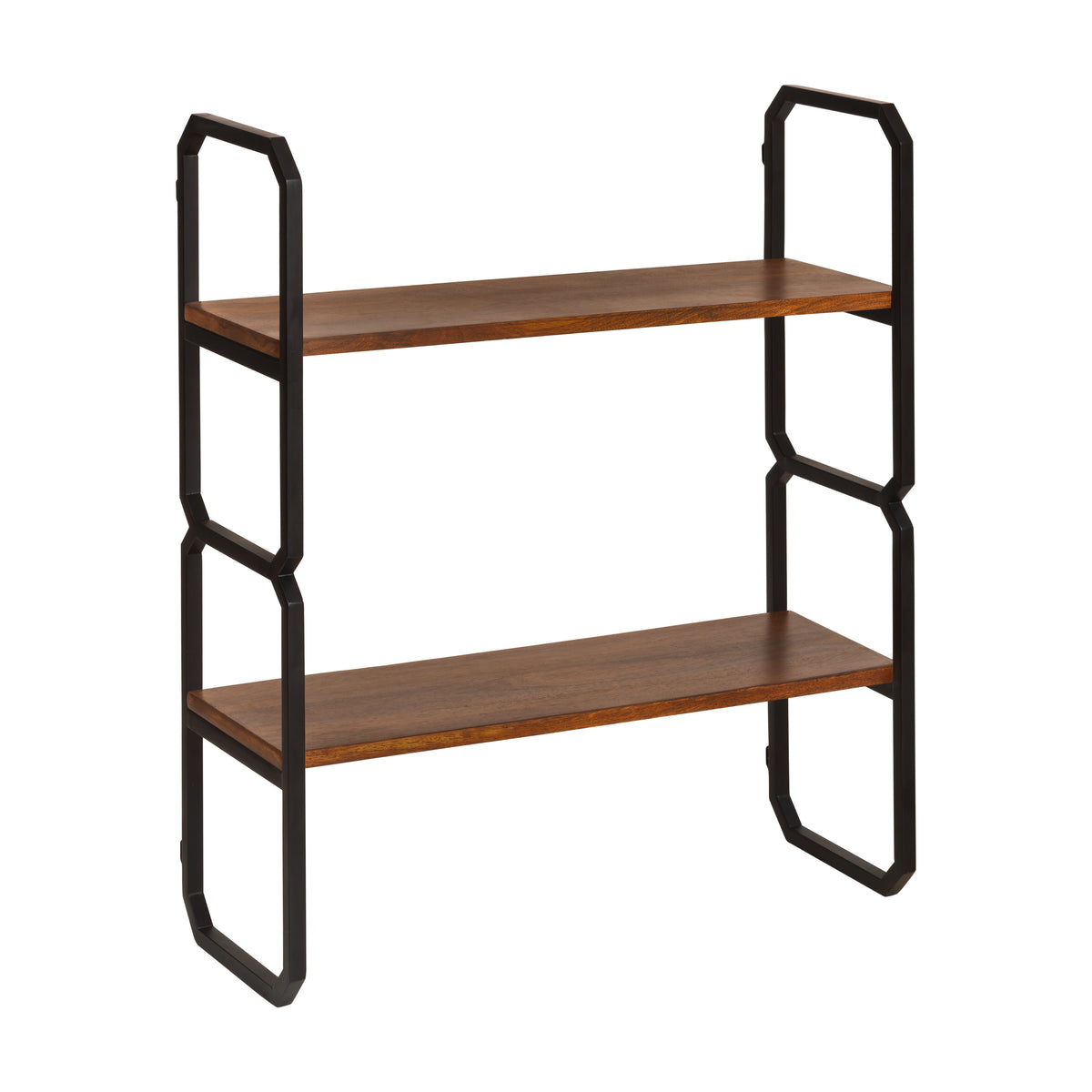 Deva Solid Wood & MS Iron Wall Mounted Accent Shelf - Walnut