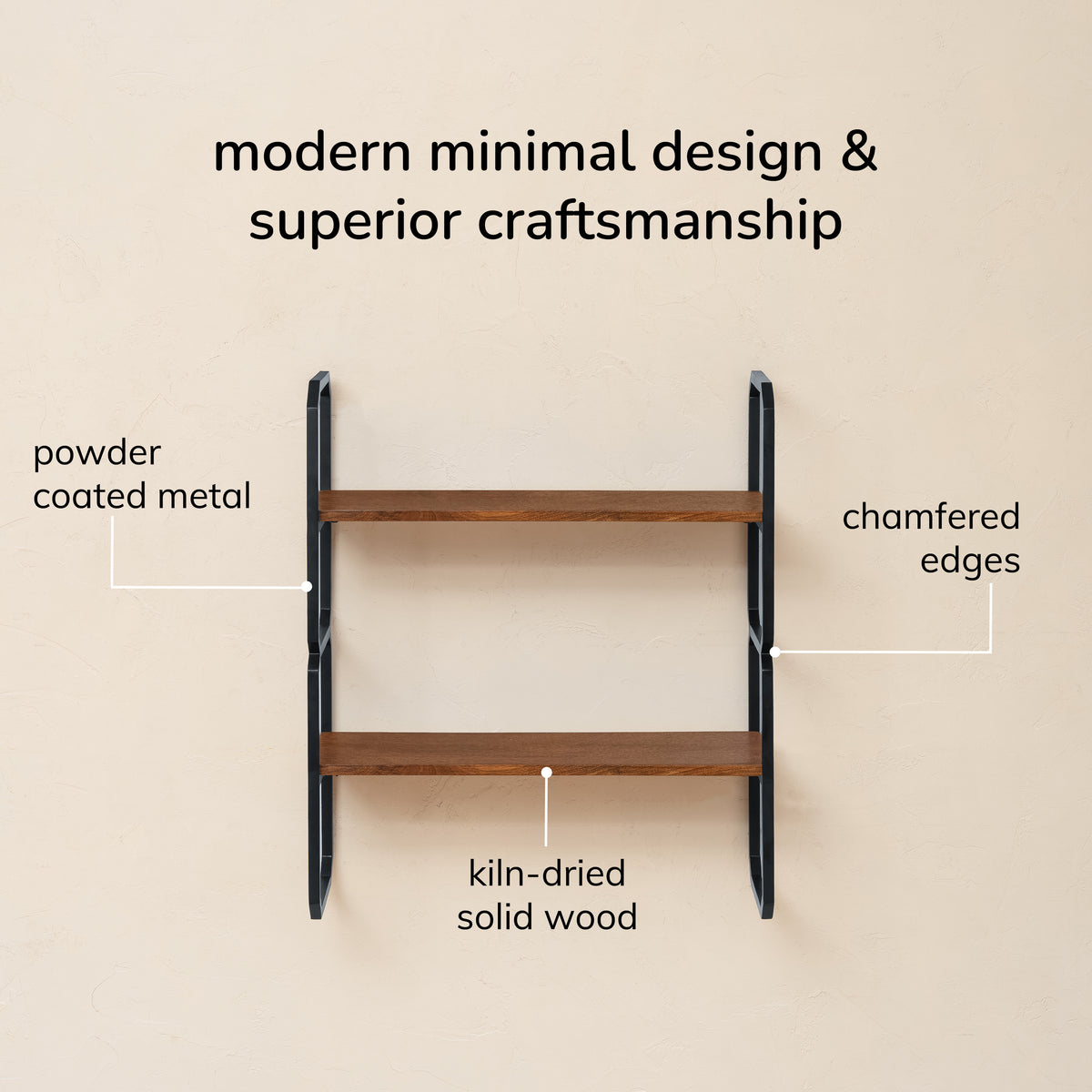 Deva Wall Mounted Accent Shelves Solid Wood & Metal - Black & Walnut