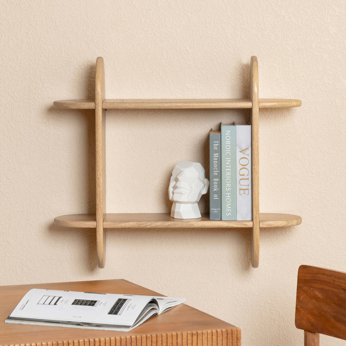 Montague Solid Wood Wall Mounted Shelf - Natural