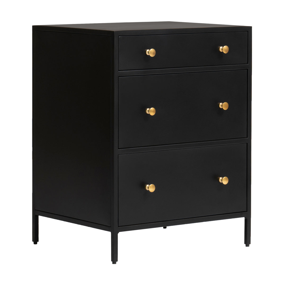 Brockwell Night Stand - 3 Drawer - Black