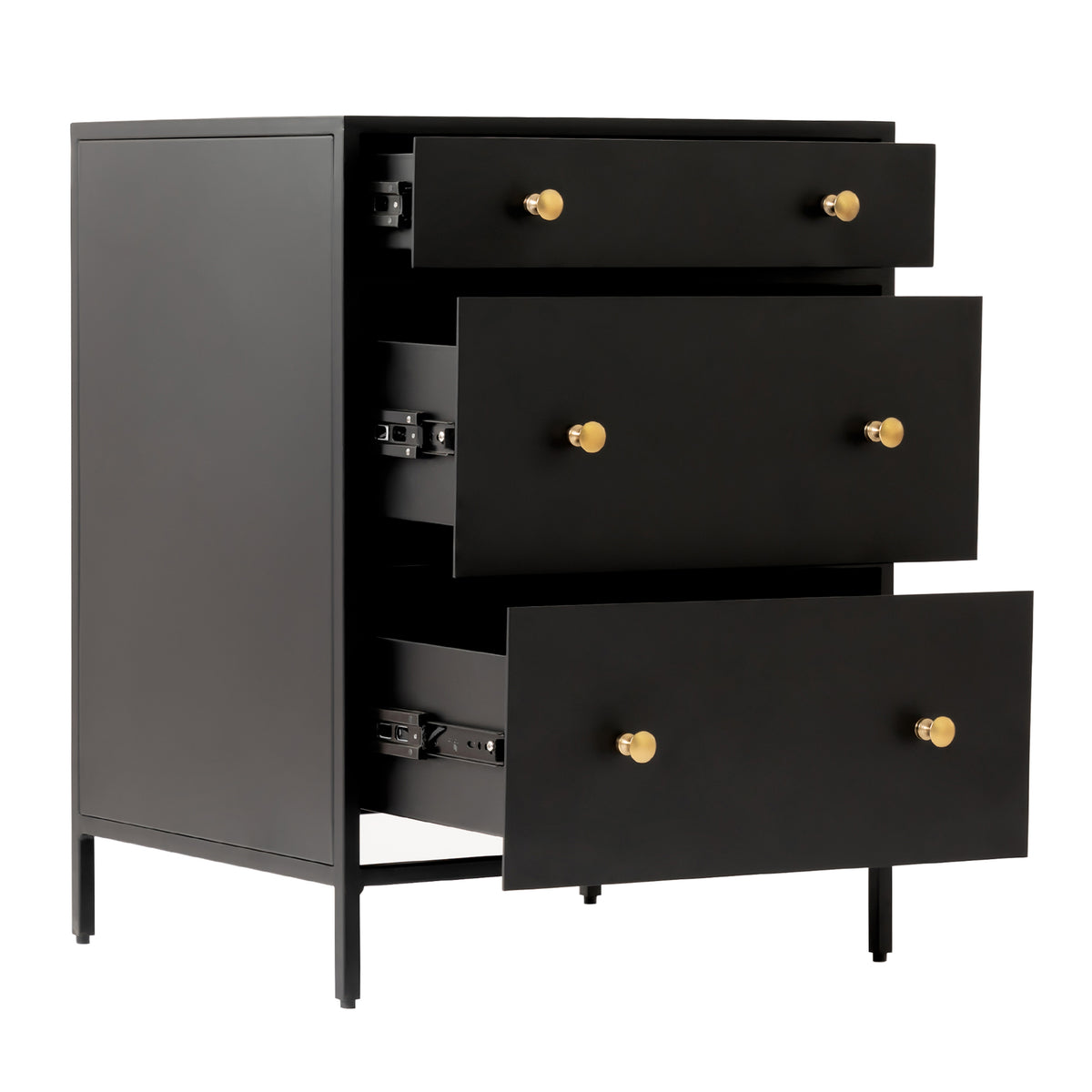 Brockwell Night Stand - 3 Drawer - Black