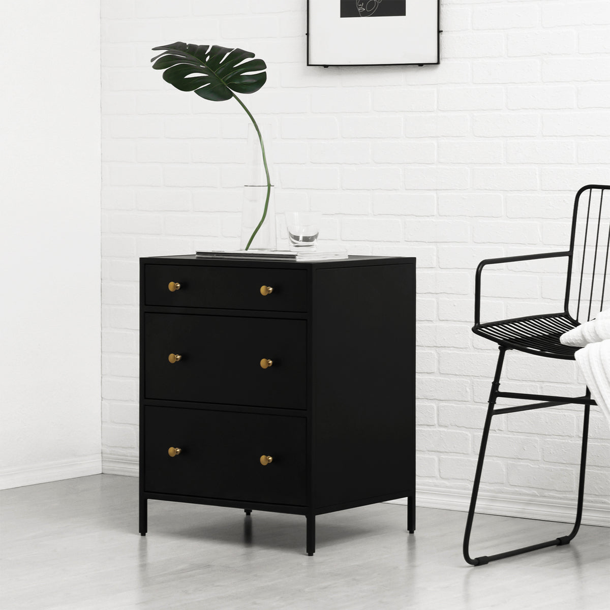 Brockwell Metal Night Stand with Drawer - Black