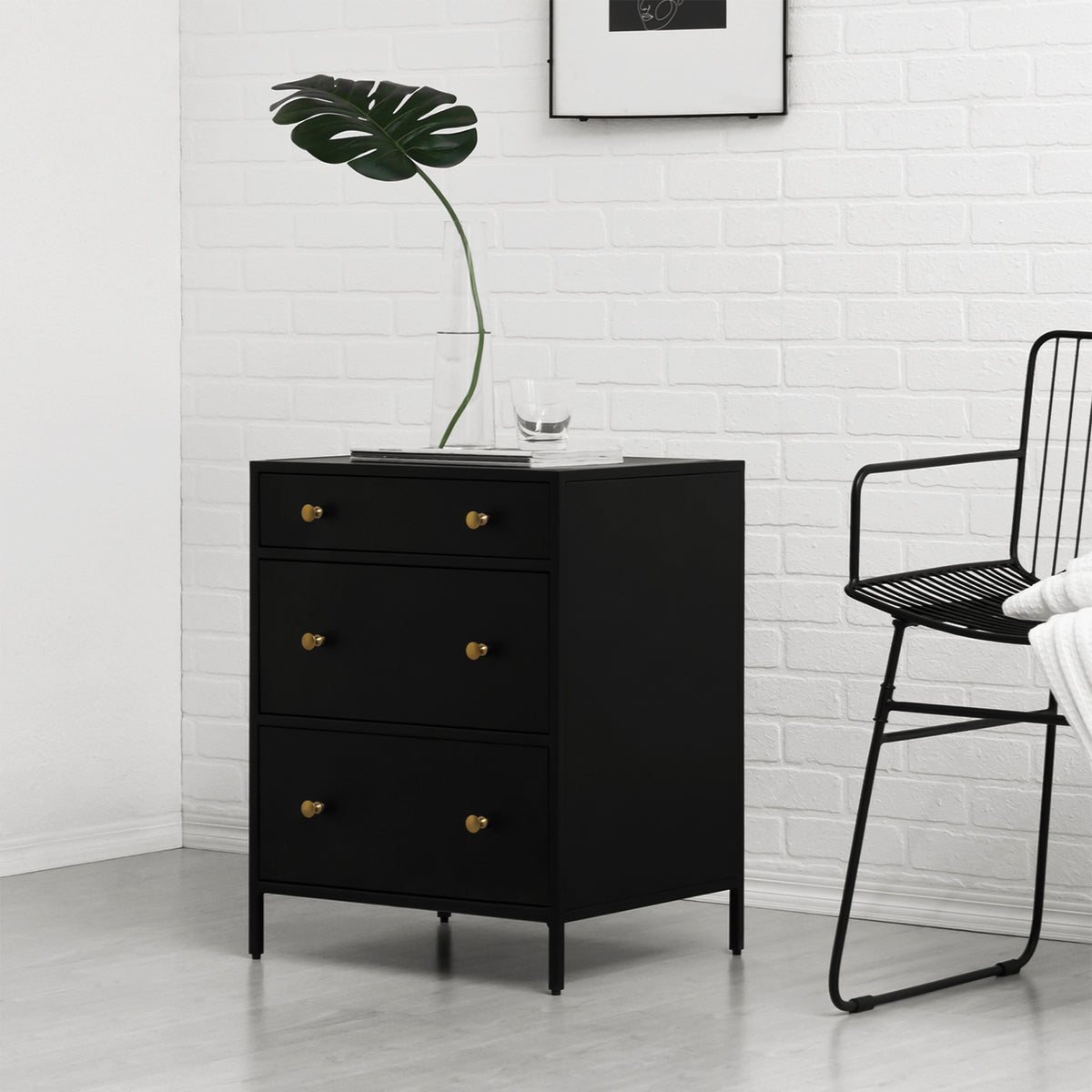 Brockwell Metal Night Stand with Drawer - Black