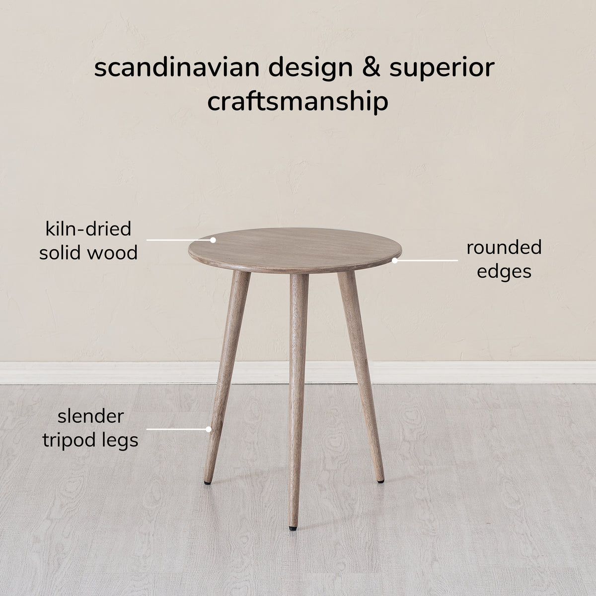 Judy Solid Wood End Table - Greige