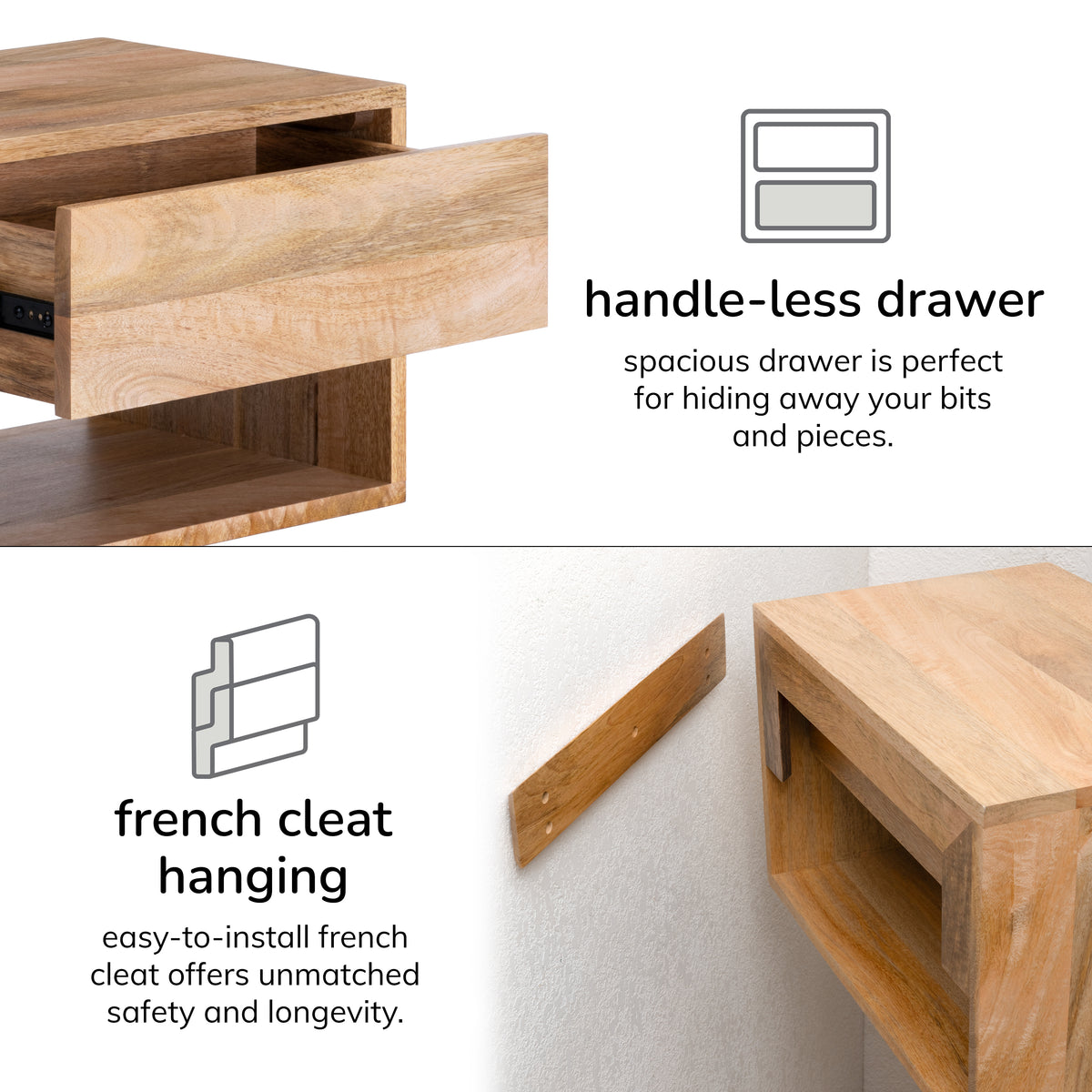 Idris Floating Nightstand - Natural