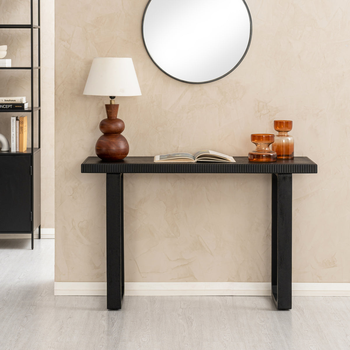Mila Solid Wood Console Table - Black