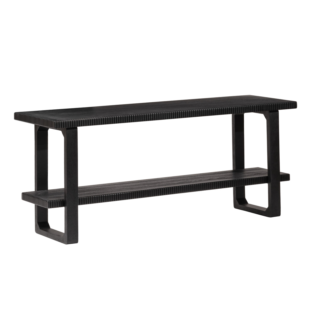 Amber Solid Wood Media Unit - Black