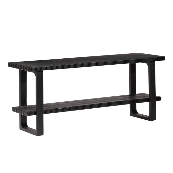 Amber Solid Wood Media Unit - Black