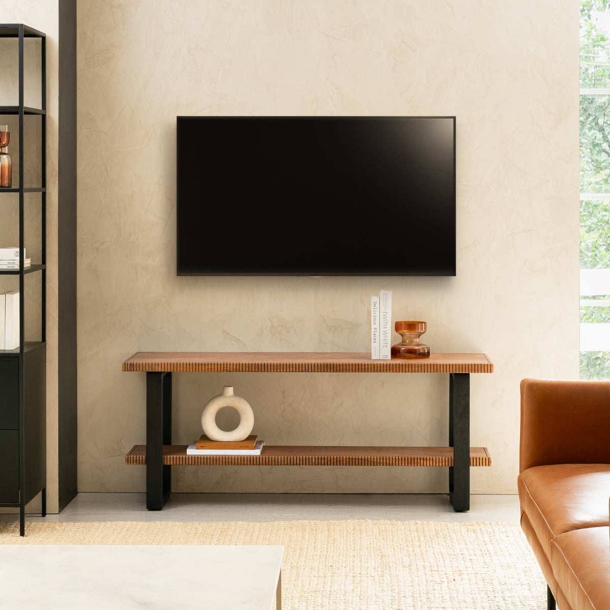 Amber Solid Wood Media Unit - Mid Tone Honey