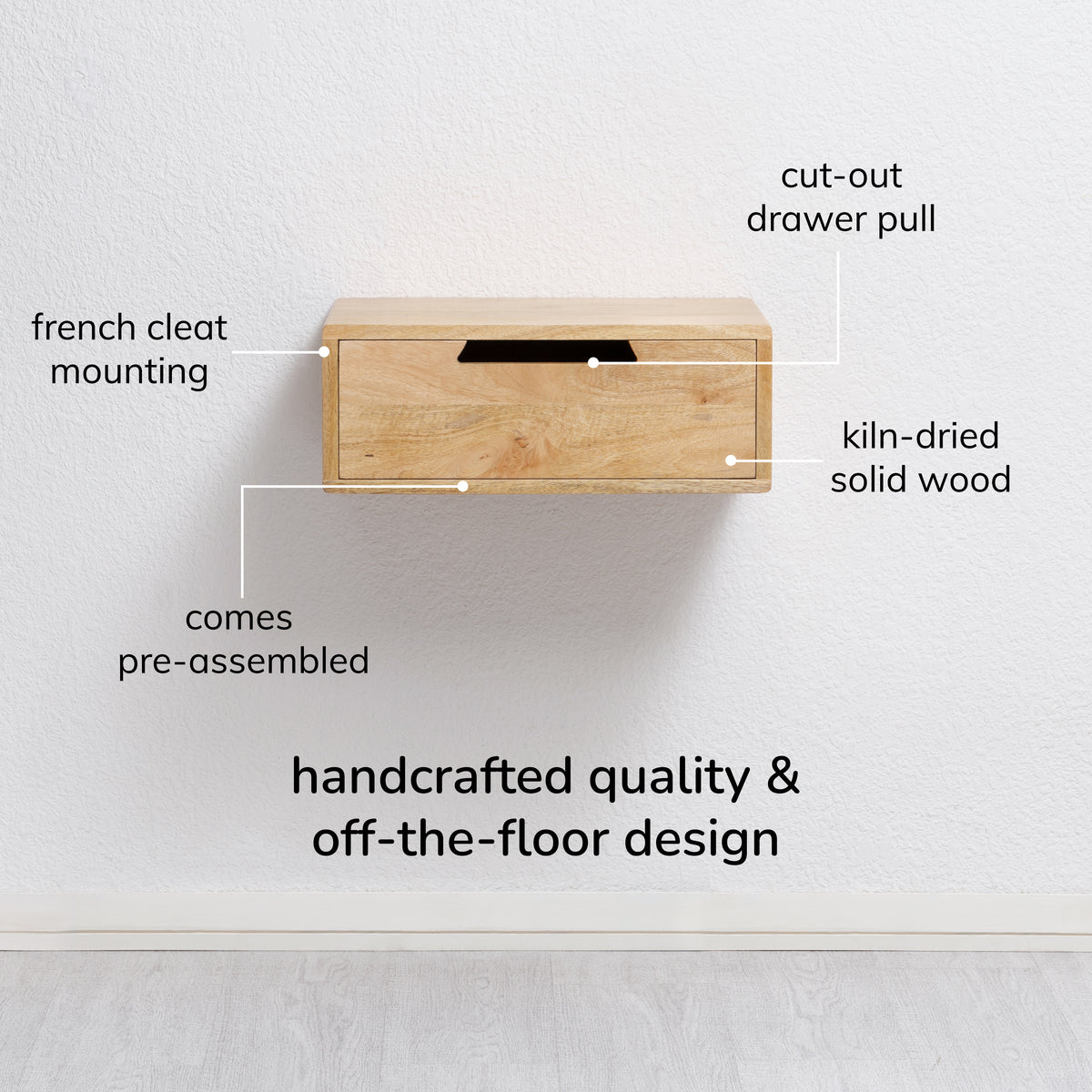 Evo Solid Wood Nightstand - Natural