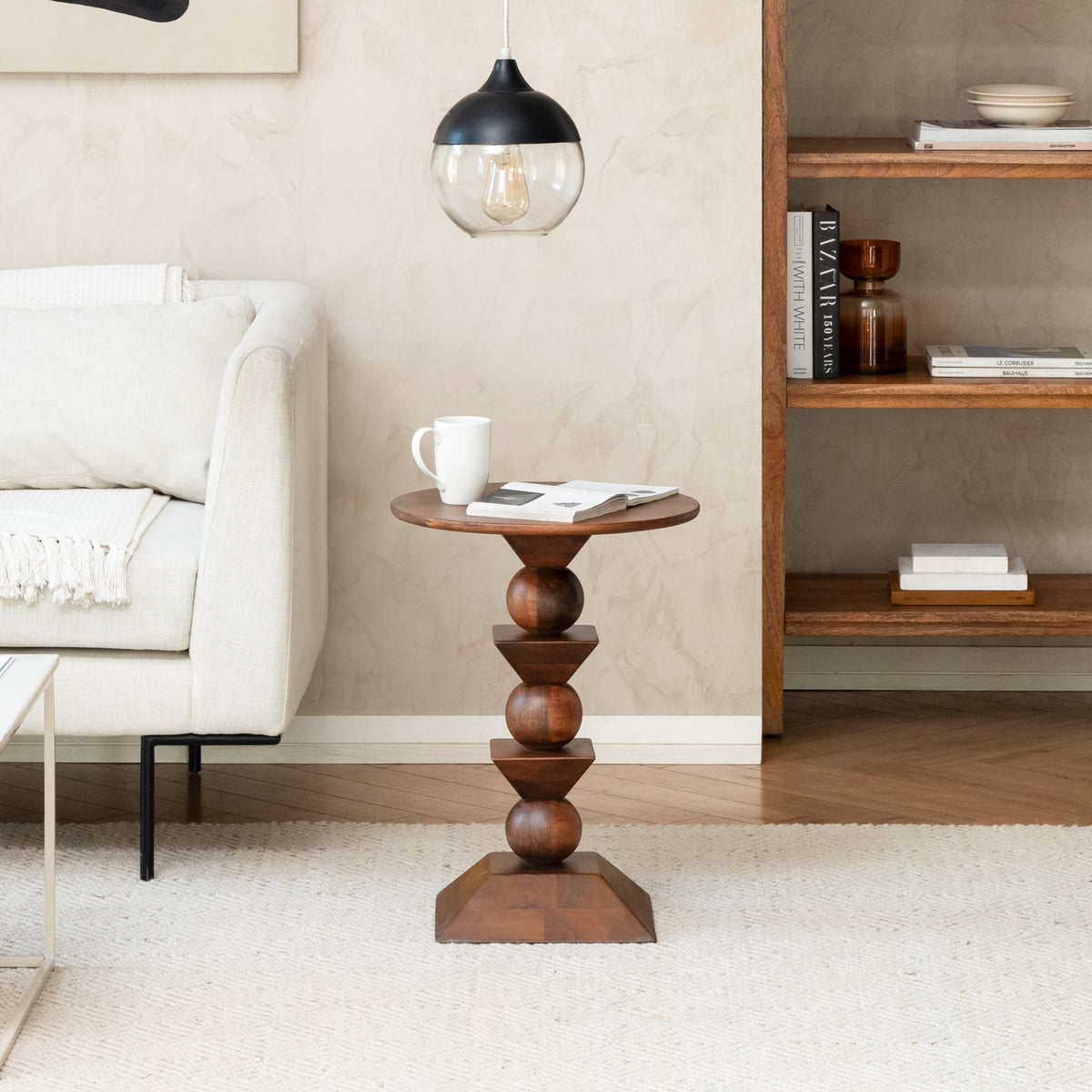 Gino Solid Wood End Table - Walnut