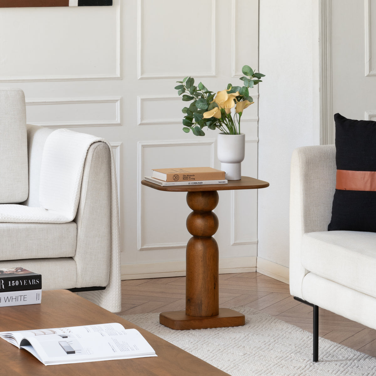 Vita Solid Wood End Table - Walnut