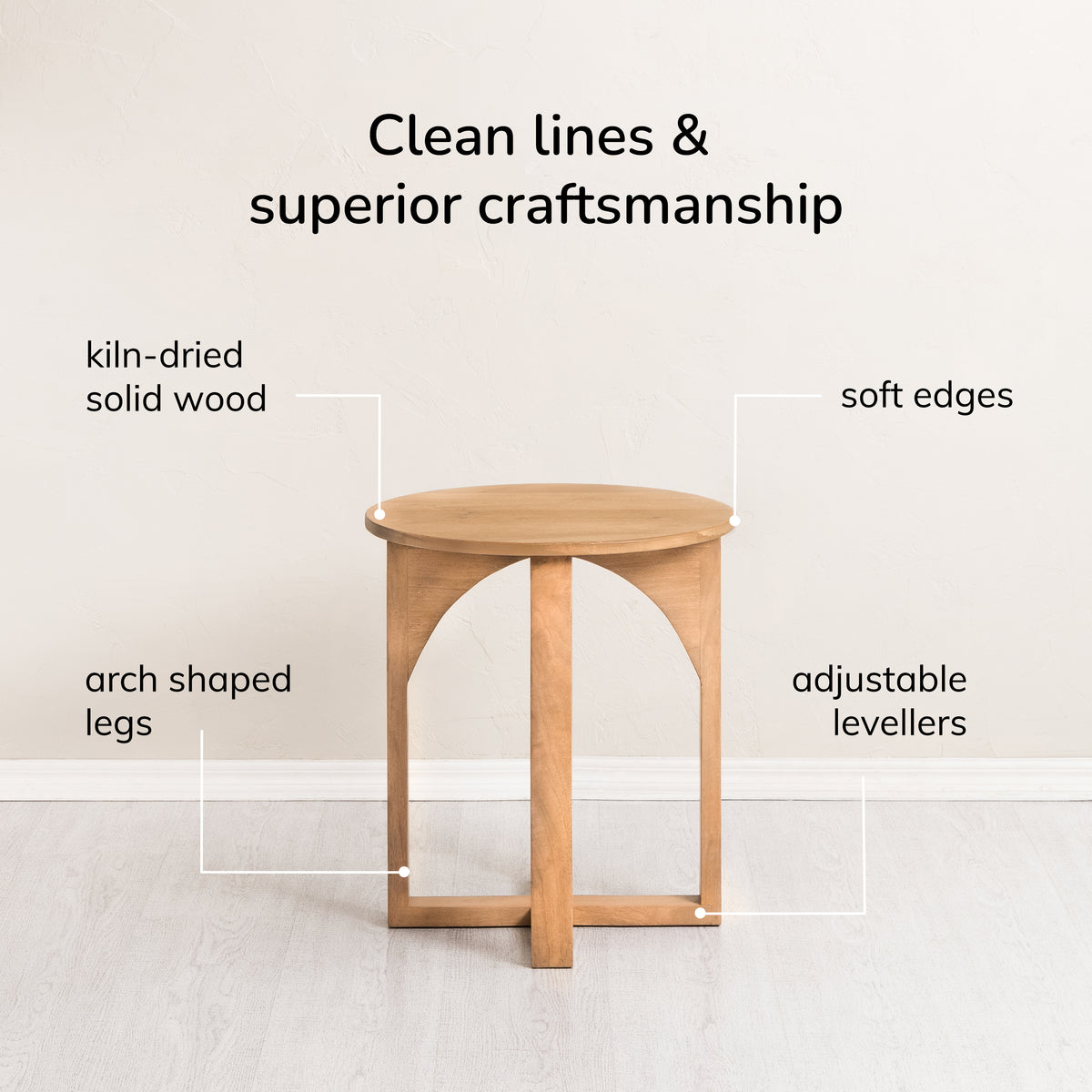 Viera Solid Wood End Table - Blonde Natural