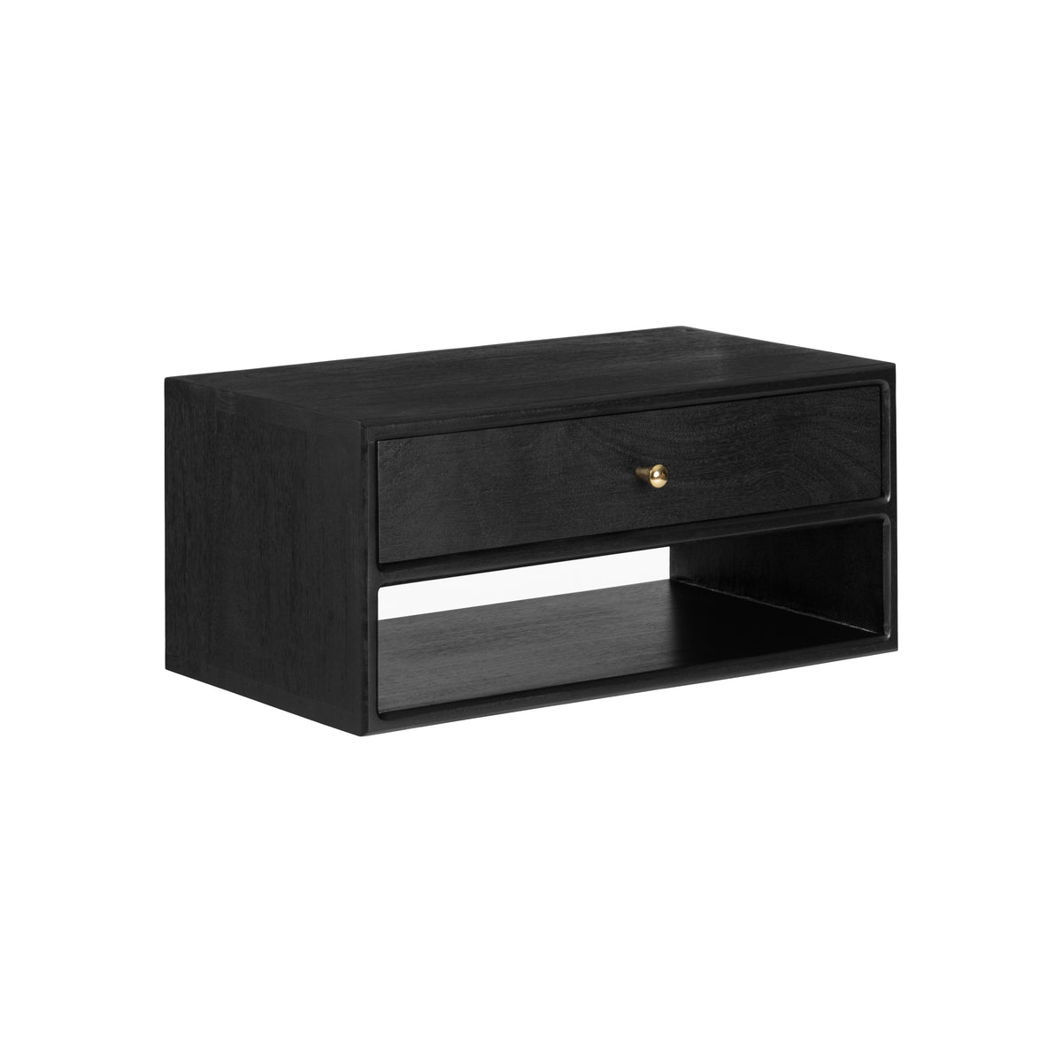 Kiana Solid Wood Nightstand - Black