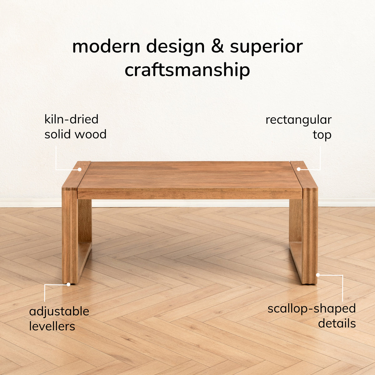Lori Solid Wood Coffee Table - Mid Tone Honey