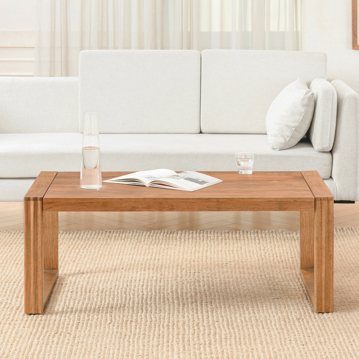 Lori Solid Wood Coffee Table - Mid Tone Honey