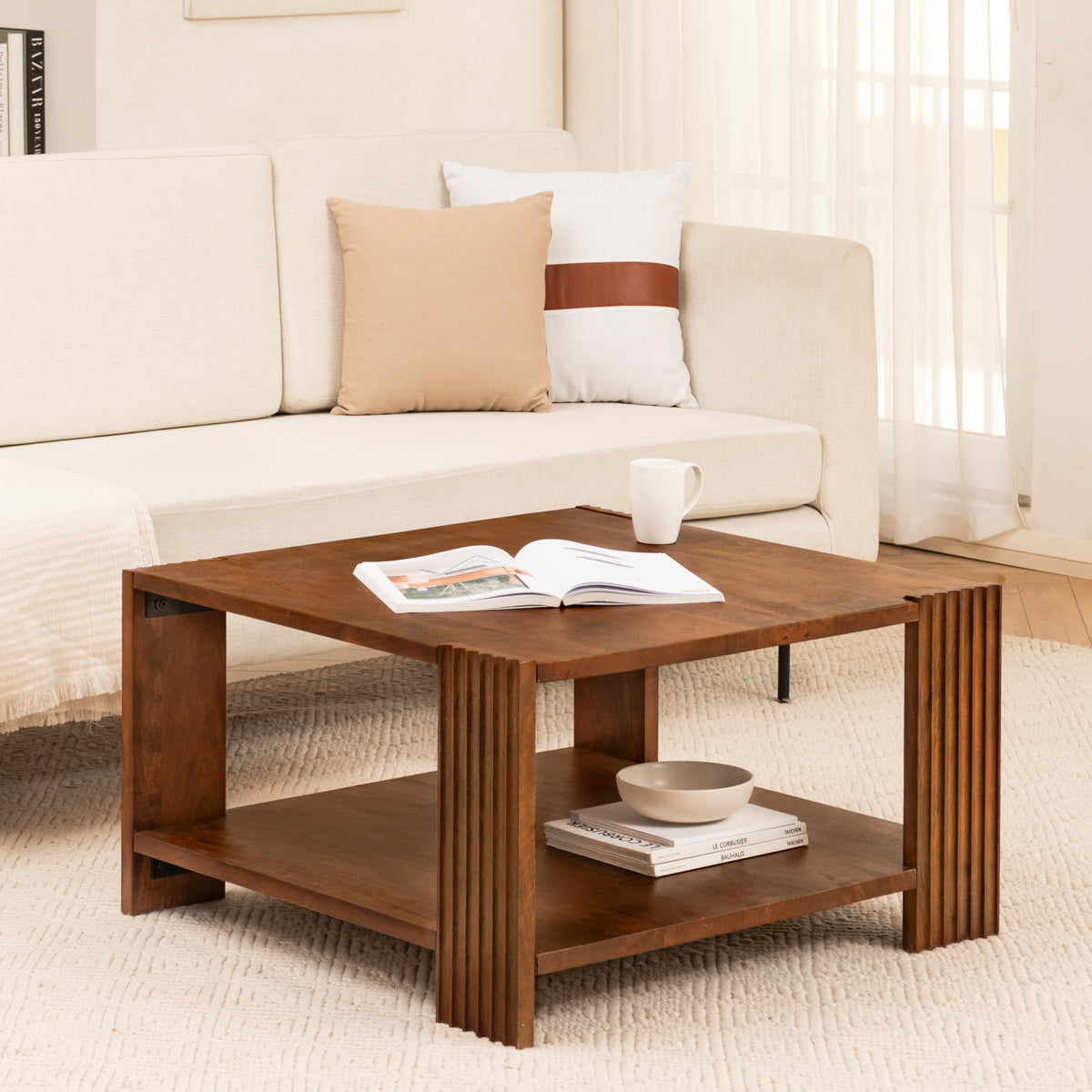 Athena Solid Wood Coffee Table - Walnut