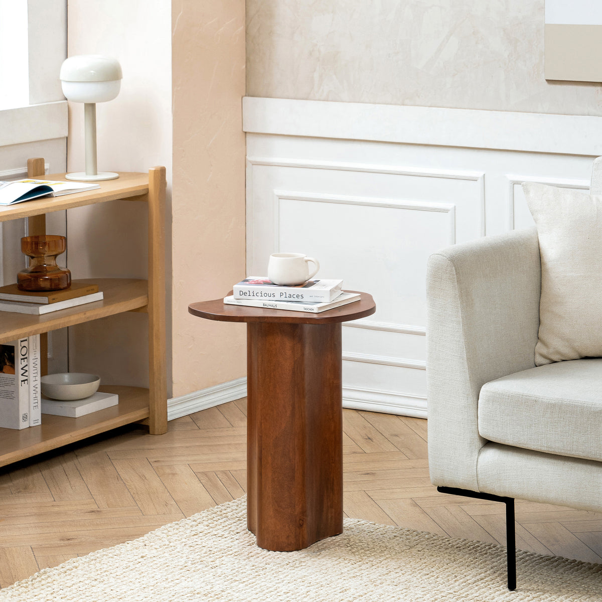 Daphne Solid Mango Wood End Table - Walnut