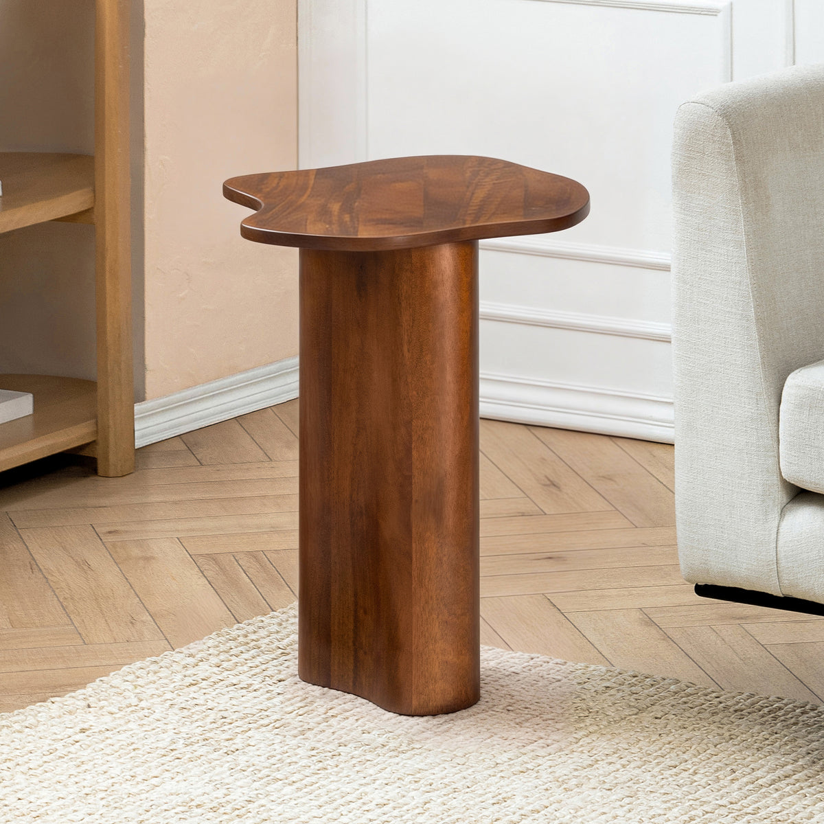 Daphne Solid Mango Wood End Table - Walnut