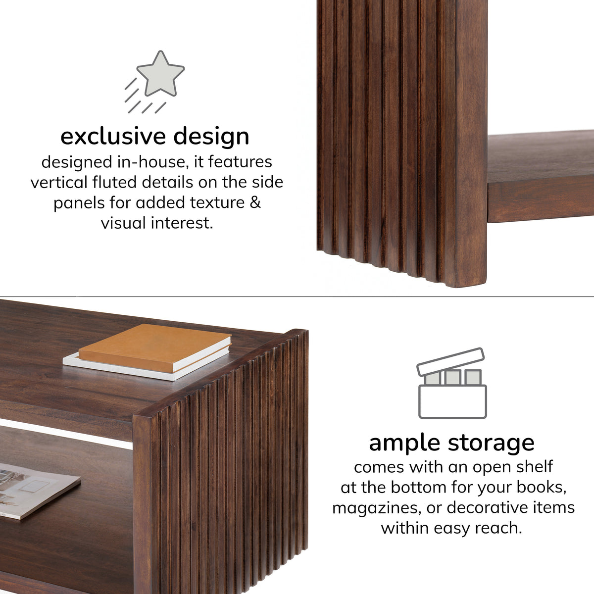 Marli Solid Wood Coffee Table - Espresso