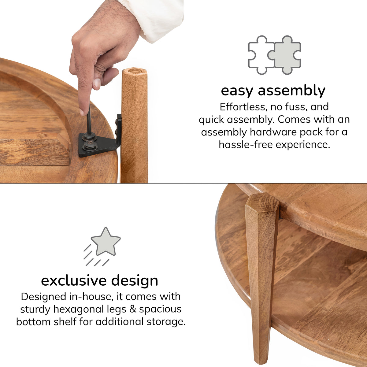 Cherokee Coffee & Cocktail Tables Solid Wood - Mid Tone Honey