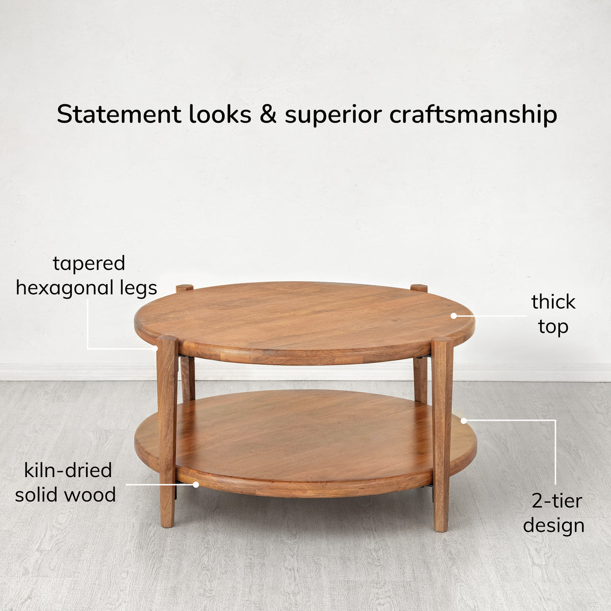 Cherokee Solid Wood Coffee Table - Mid Tone Honey