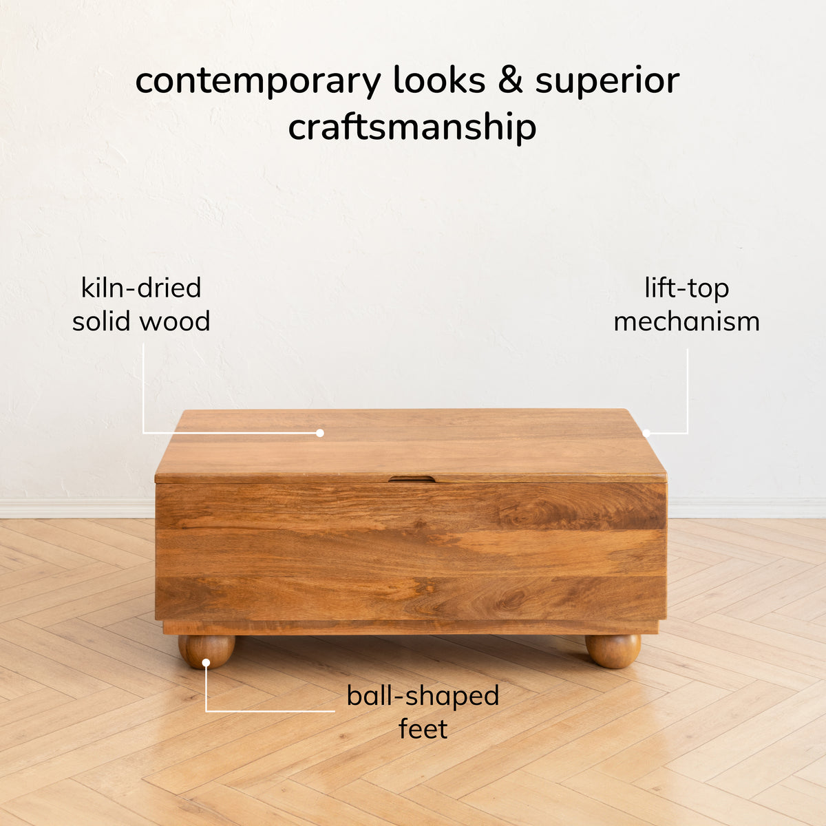 Flintoff Solid Wood Coffee Table - Mid Tone Honey