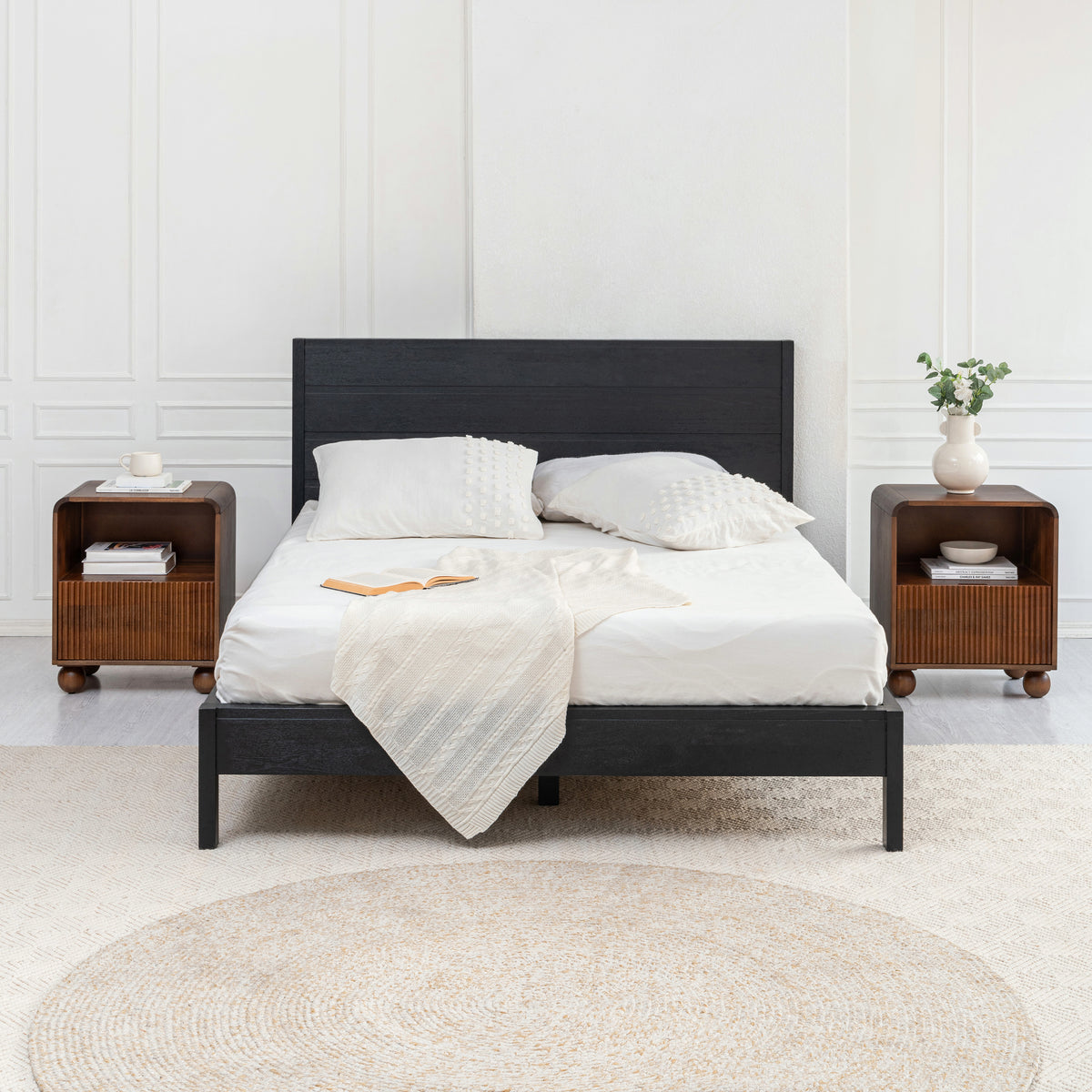 Aston Solid Wood Nightstand - Walnut
