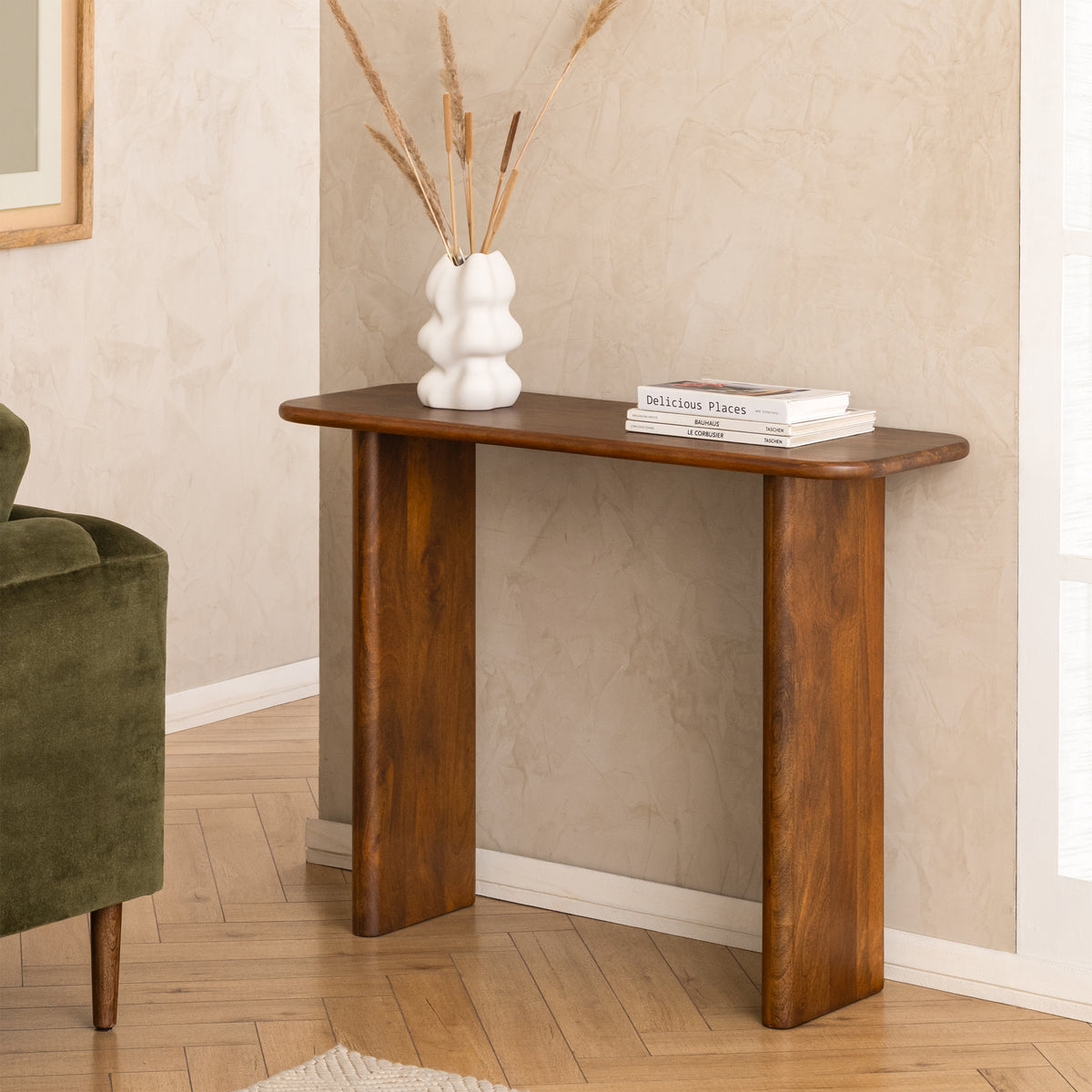 Zikha Solid Wood Console Table - Walnut