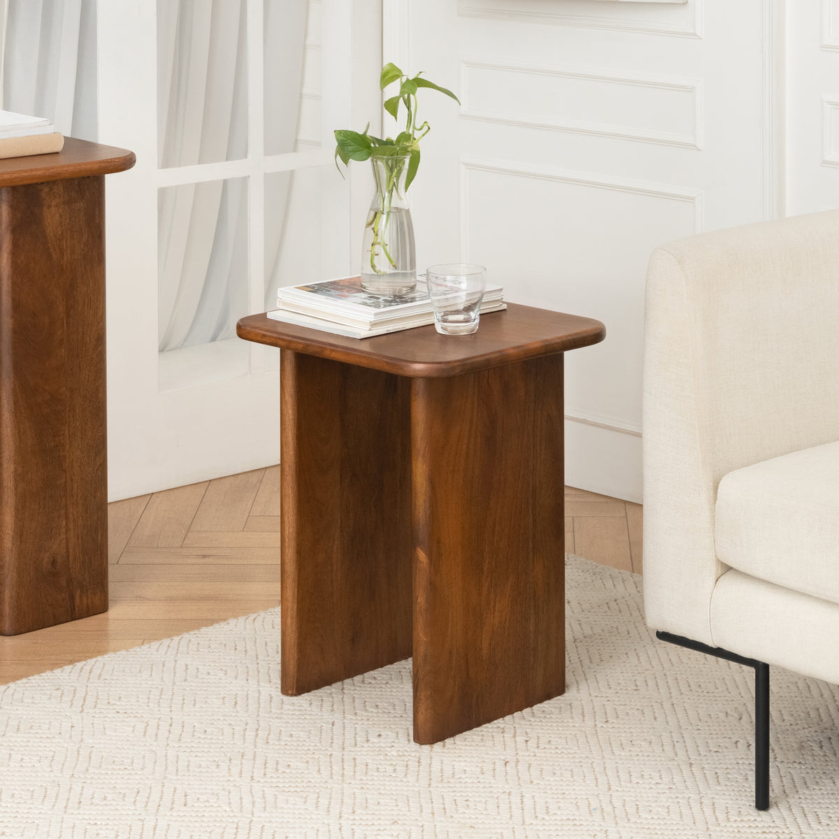 Jem Solid Wood End Table - Walnut