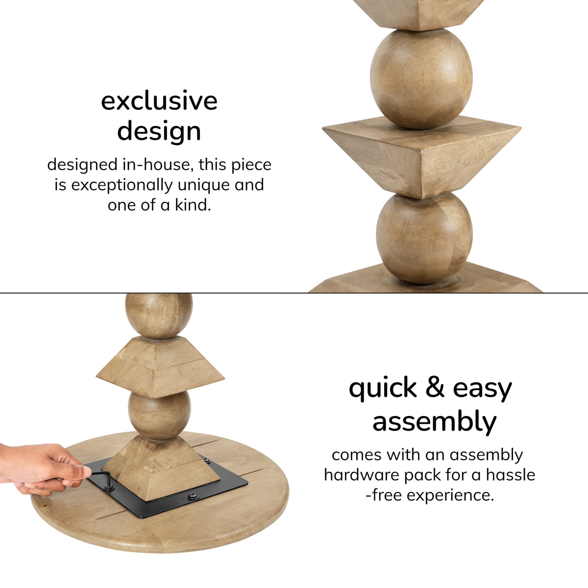 Gino Solid Wood End Table - Warm Sand