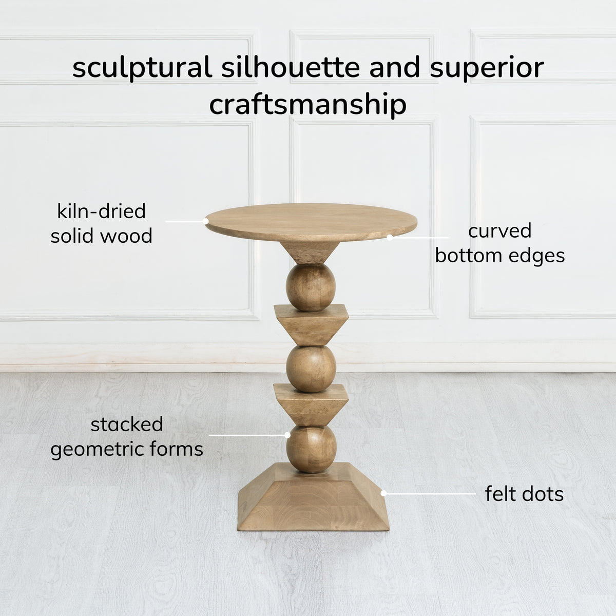 Gino Solid Wood End Table - Warm Sand